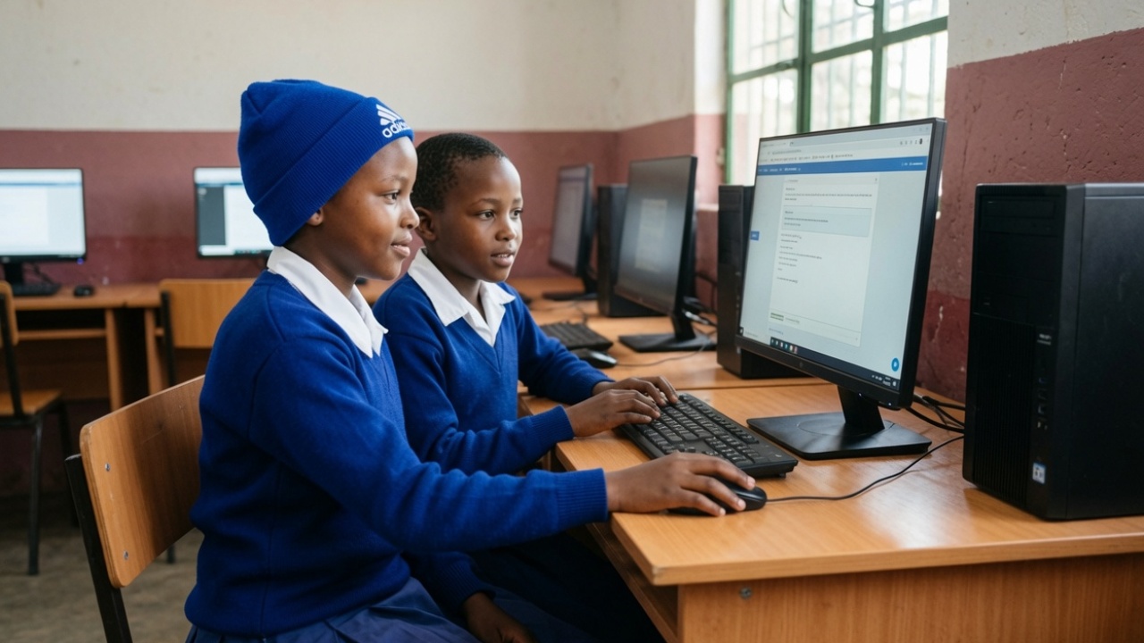 Pupils in a Computer in Tanzania
