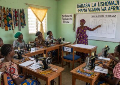 Young Monthers in a Sewing Class in Tanzania